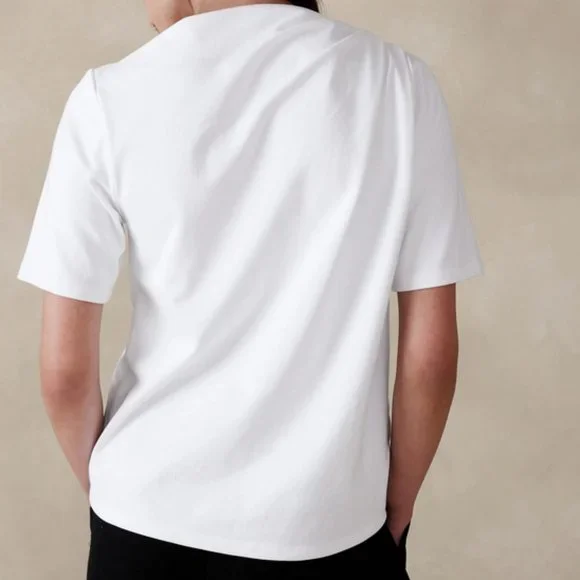 NWT Banana Republic Poppy Draped Top Short Sleeve white top S Small #758562 - Picture 3 of 4